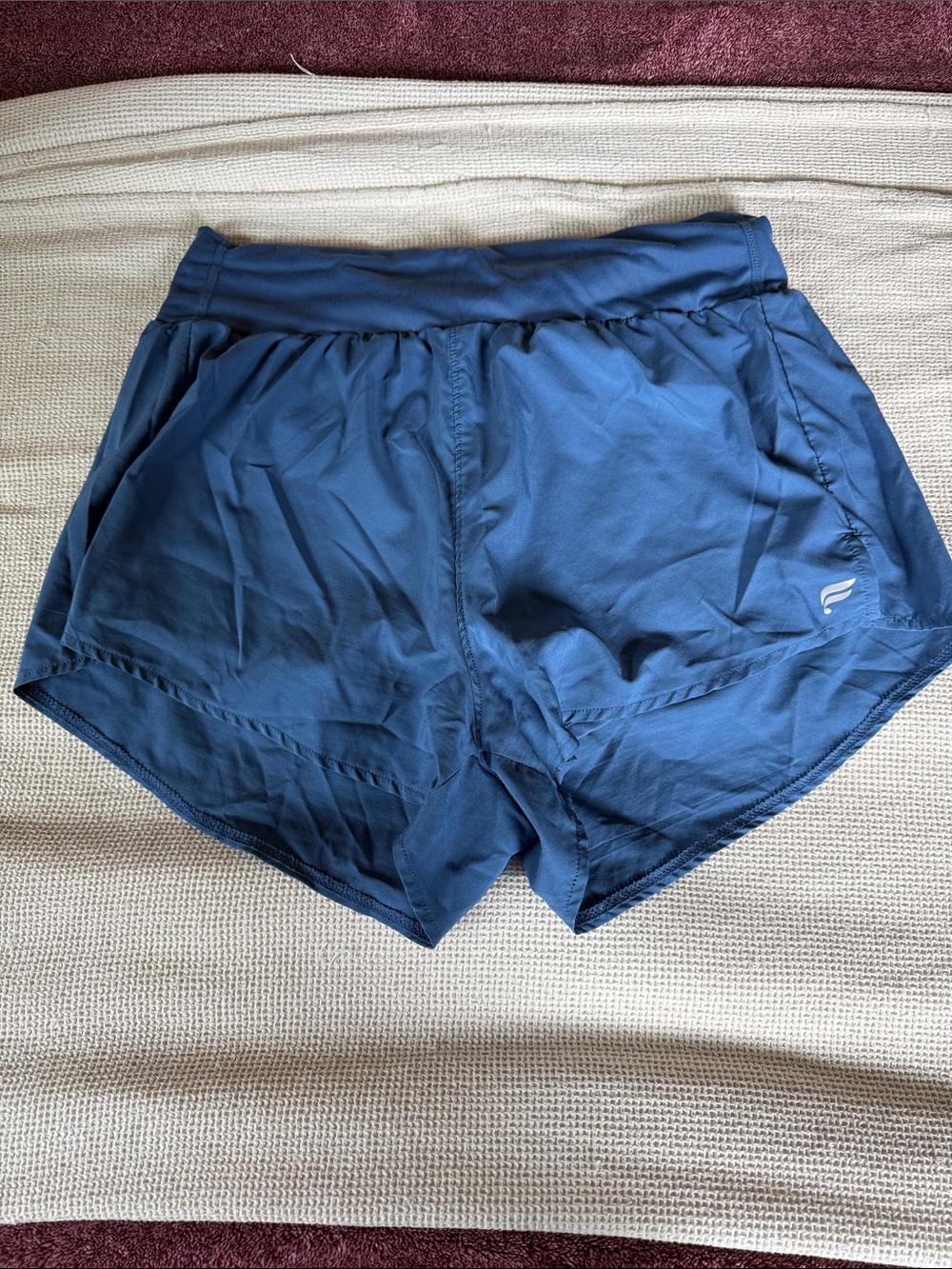 Navy Athletic Running Shorts with Reflective Logo